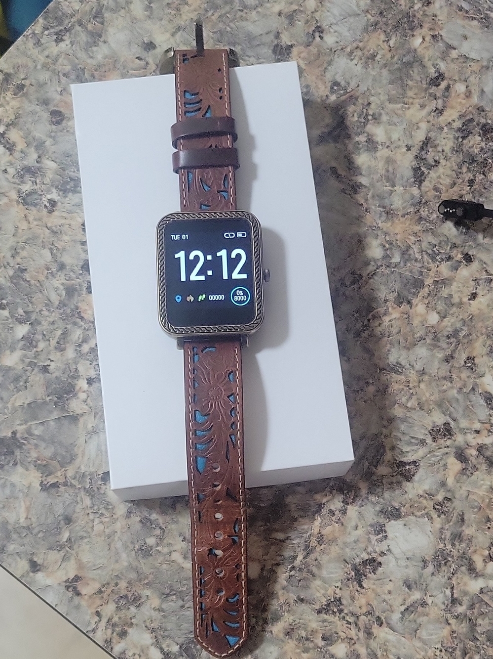 Wrangler Brown Leather Smartwatch with Blue Accent